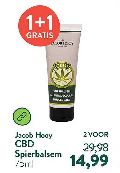 Jacob Hooy CBD Spierbalsem 75ml 1+1 GRATIS