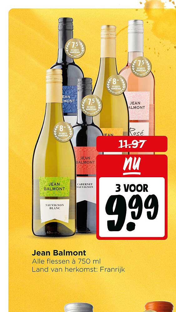 Jean Balmont Alle flessen à 750 ml Land van herkomst: Frankrijk