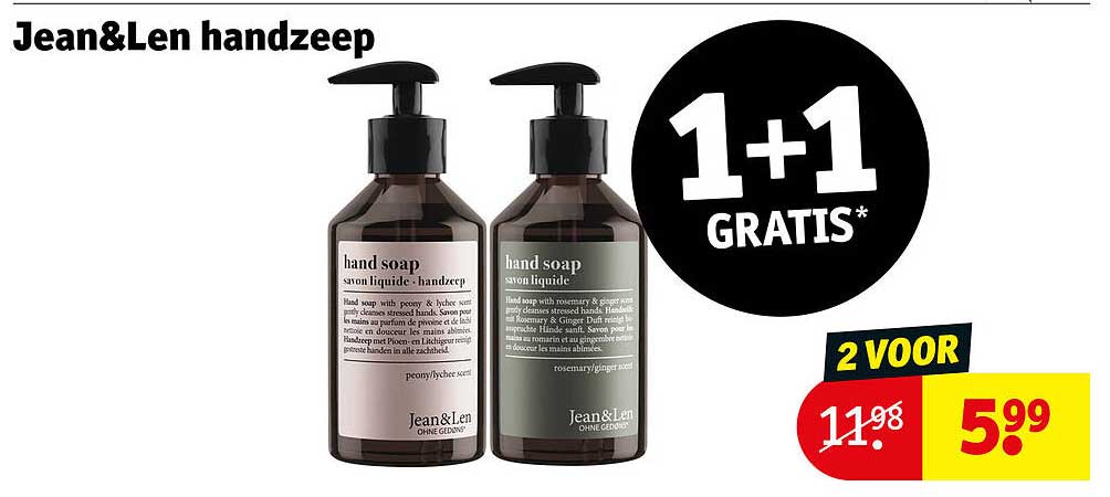 Jean&Len handzeep 1+1 GRATIS*