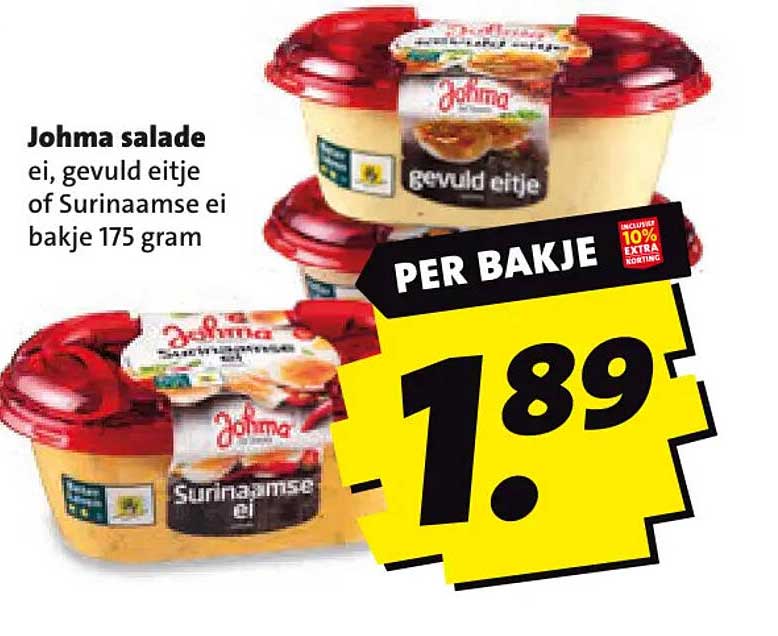 Johma salade ei, gevuld eitje of Surinaamse ei bakje 175 gram