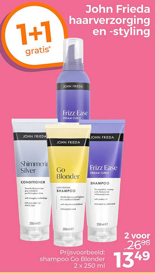 John Frieda haarverzorging en -styling 1+1 gratis