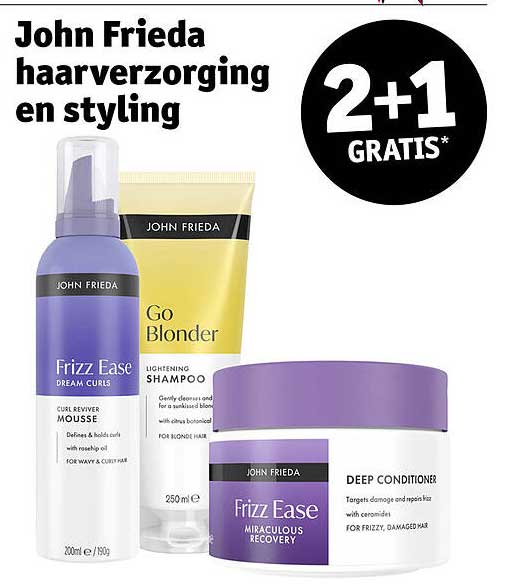 John Frieda haarverzorging en styling 2+1 GRATIS*