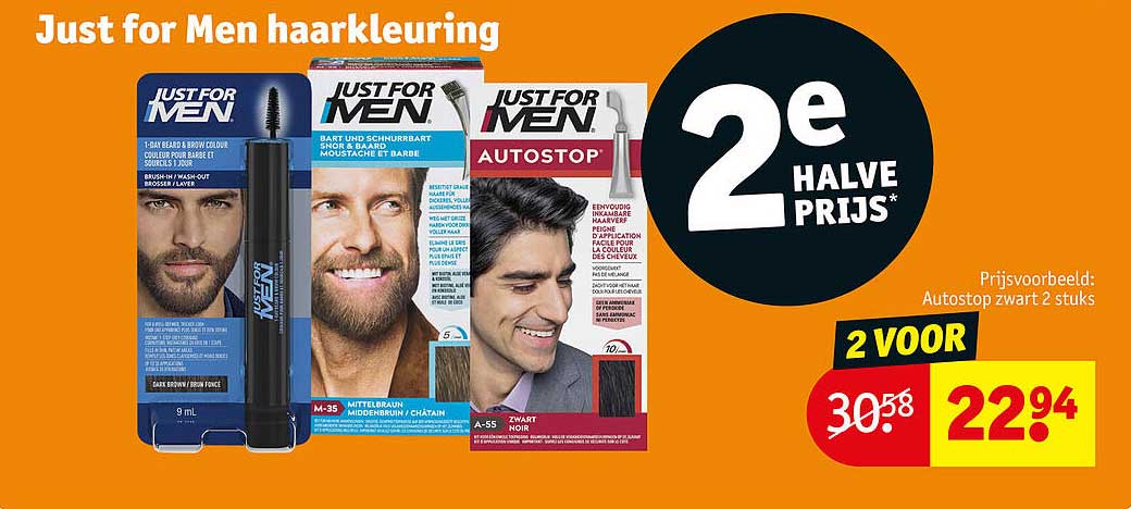 Just for Men haarkleuring 2e halve prijs