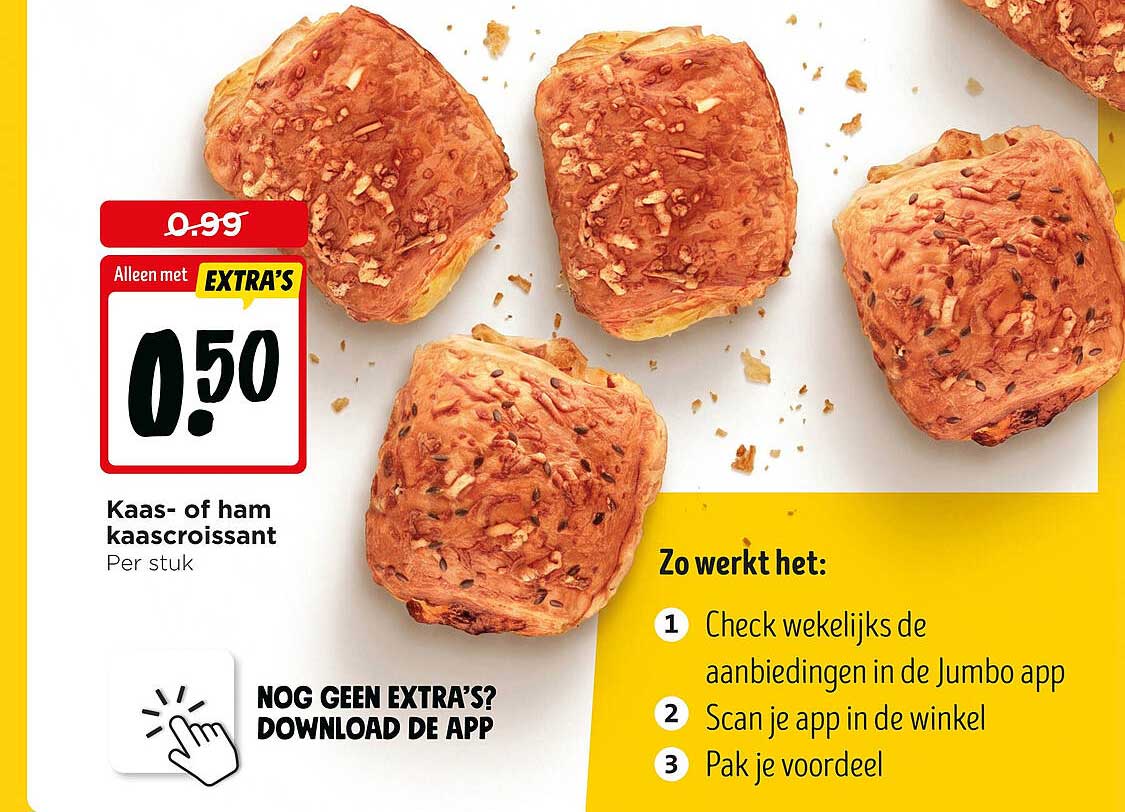Kaas- of ham kaascroissant Per stuk