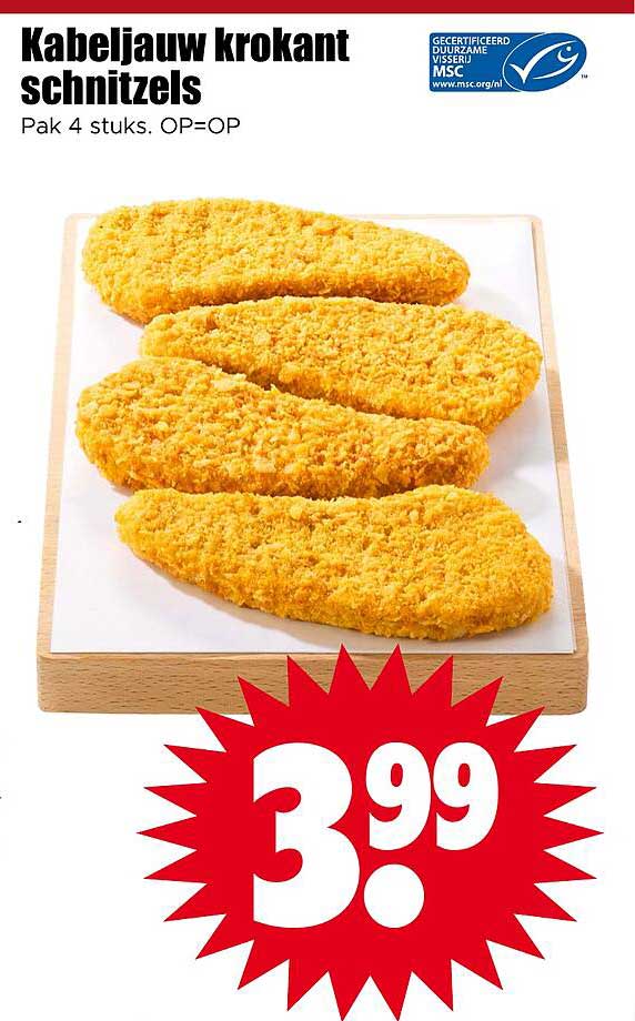 Kabeljauw krokant schnitzels