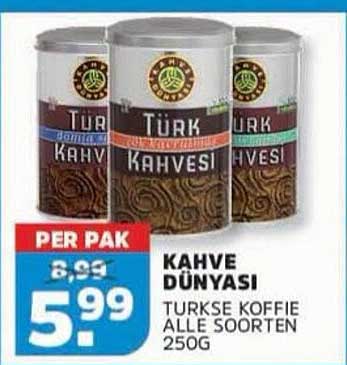 KAHVE DÜNYASI TURKSE KOFFIE ALLE SOORTEN 250G