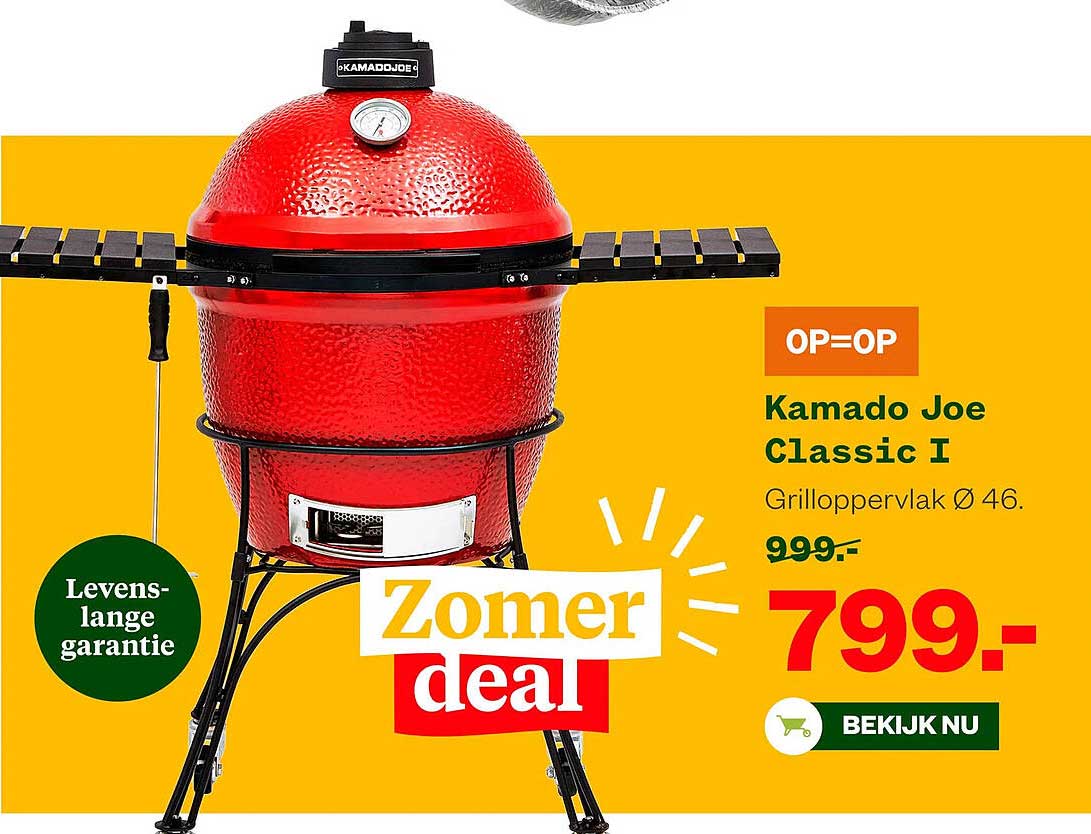 Kamado Joe Classic I Grilloppervlak Ø 46. OP=OP Zomer deal