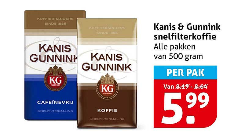 Kanis & Gunnink snelfilterkoffie Alle pakken van 500 gram PER PAK