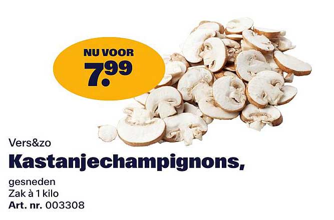 Kastanjechampignons, gesneden Zak à 1 kilo