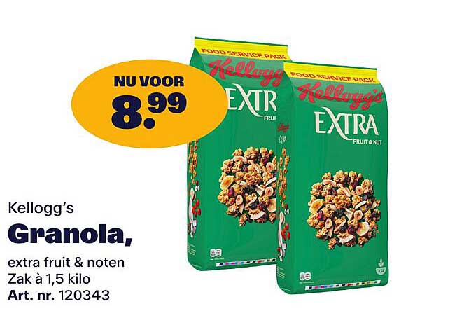 Kellogg’s Granola, extra fruit & noten Zak à 1,5 kilo