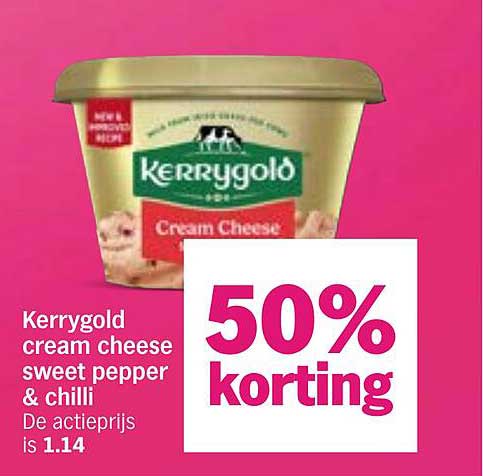 Kerrygold cream cheese sweet pepper & chilli 50% korting
