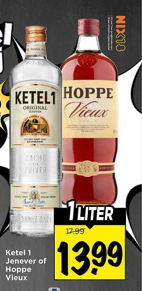 Ketel 1 Jenever of Hoppe Vieux 1 liter