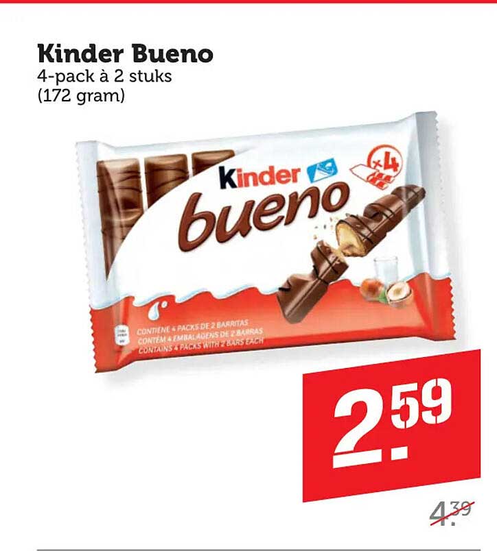 Kinder Bueno 4-pack à 2 stuks (172 gram)