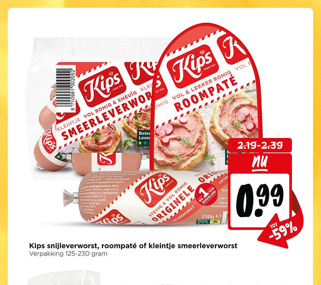 Kips snijleverworst, roombaté of kleintje smeerleverworst