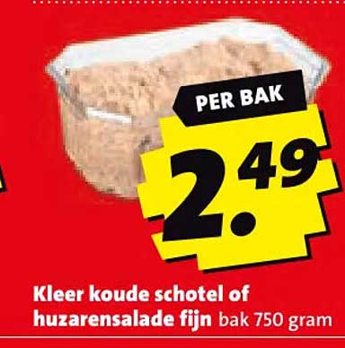 Kleer koude schotel of huzarensalade fijn bak 750 gram PER BAK