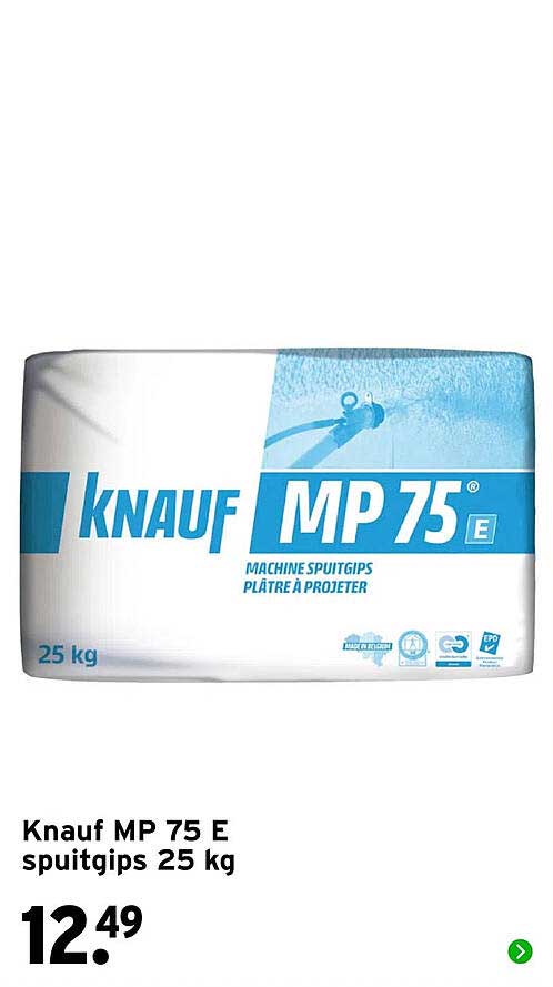 Knauf MP 75 E spuitgips 25 kg