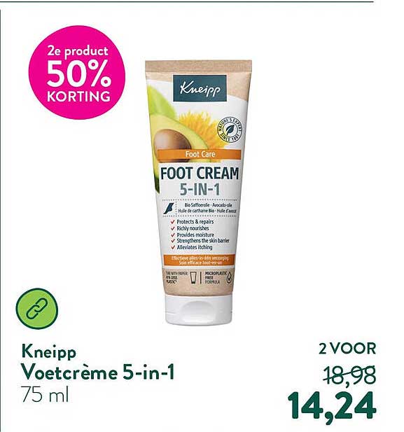 Kneipp Voetcrème 5-in-1 75 ml 2e product 50% korting