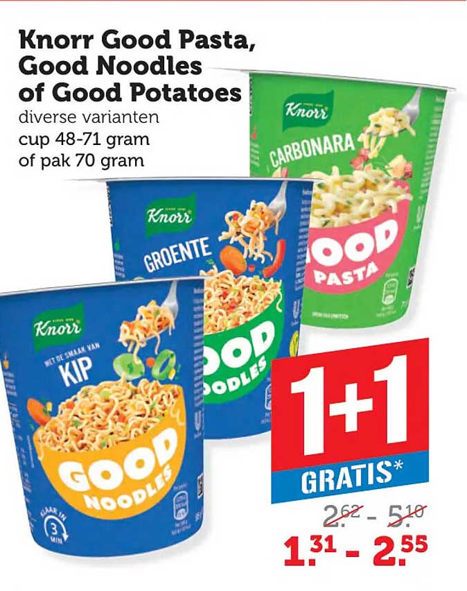 Knorr Good Pasta, Good Noodles of Good Potatoes 1+1 gratis