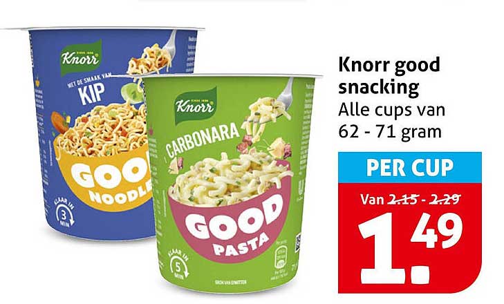 Knorr good snacking Alle cups van 62 - 71 gram PER CUP