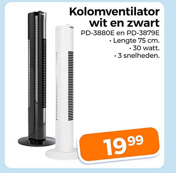 Kolomventilator wit en zwart