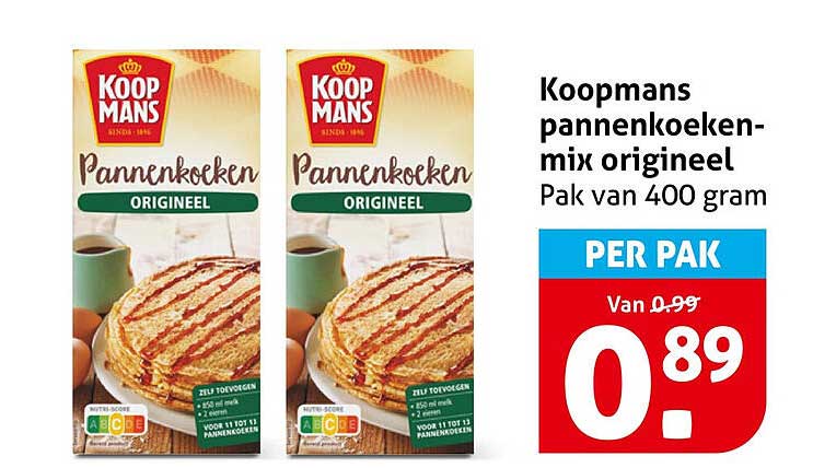 Koopmans pannenkoeken-mix origineel Pak van 400 gram PER PAK