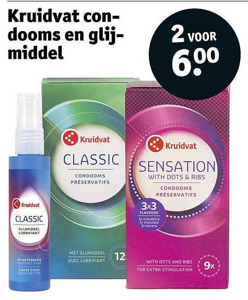 Kruidvat condoms en glijmiddel 2 voor 6.00