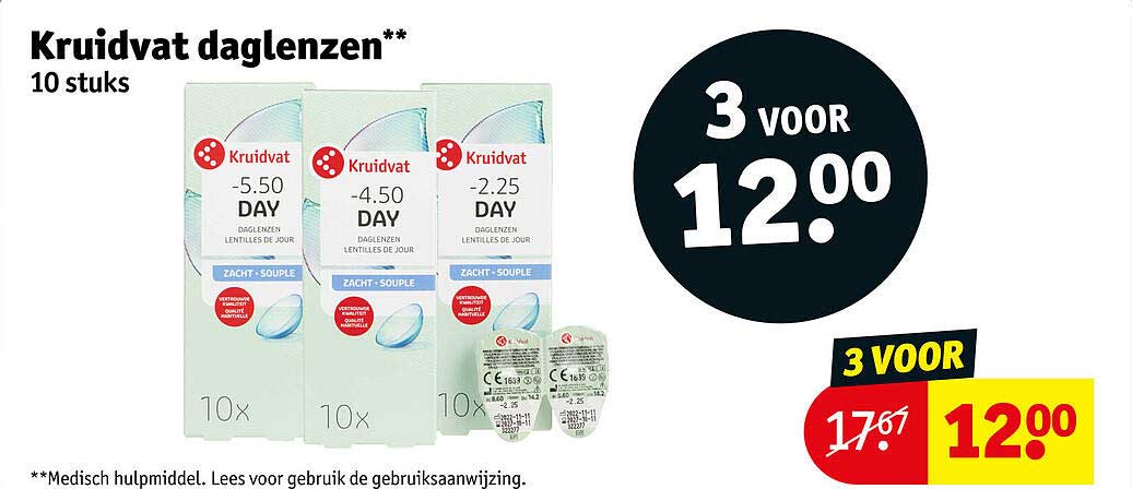 Kruidvat daglenzen 10 stuks 3 voor 12.00