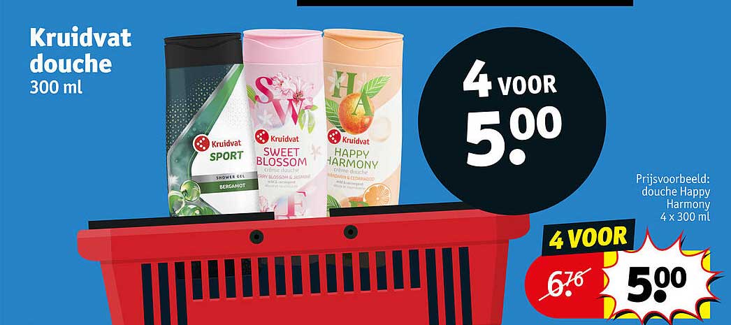 Kruidvat douche 300 ml 4 voor 5.00