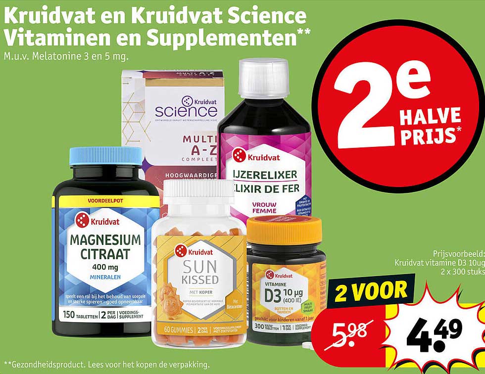 Kruidvat en Kruidvat Science Vitaminen en Supplementen**