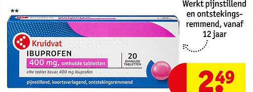 Kruidvat IBUPROFEN 400 mg, omhulde tabletten