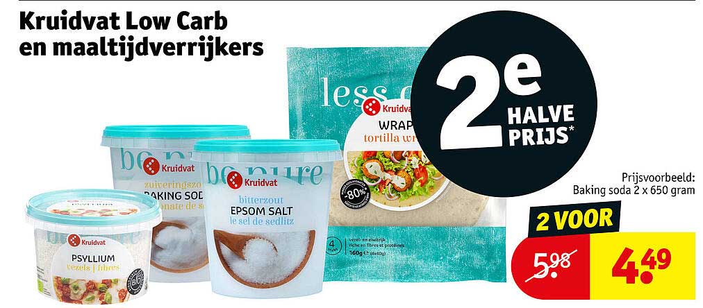 Kruidvat Low Carb en maaltijdverrijkers 2e halve prijs