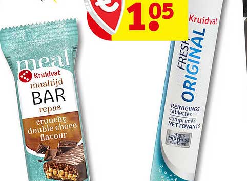 Kruidvat maaltijd BAR repas crunchy double choco flavour