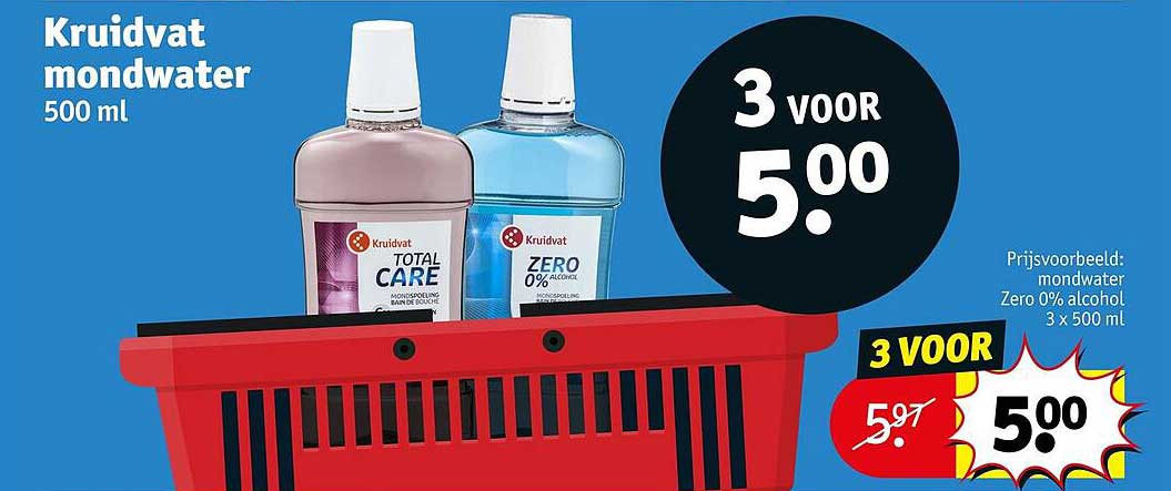 Kruidvat mondwater 500 ml 3 voor 5.00