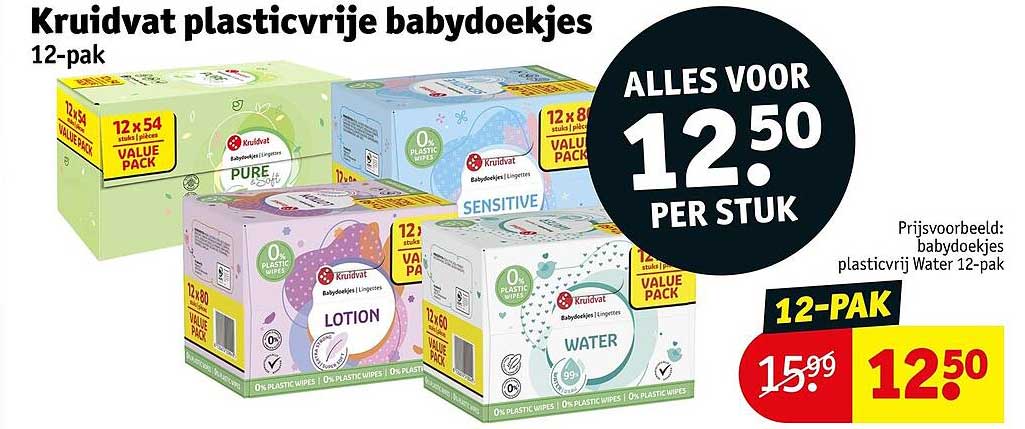 Kruidvat plasticvrije babydoekjes 12-pak