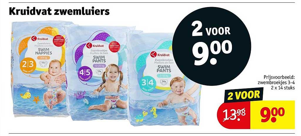 Kruidvat zwemluiers 2 voor 9.00