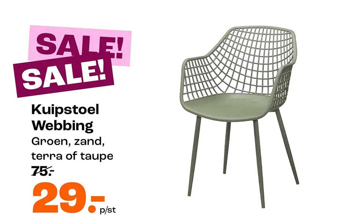 Kuipstoel Webbing Groen, zand, terra of taupe