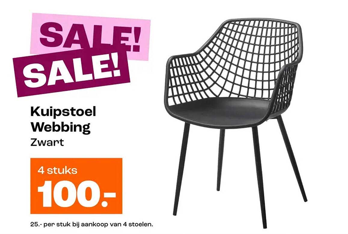Kuipstoel Webbing Zwart