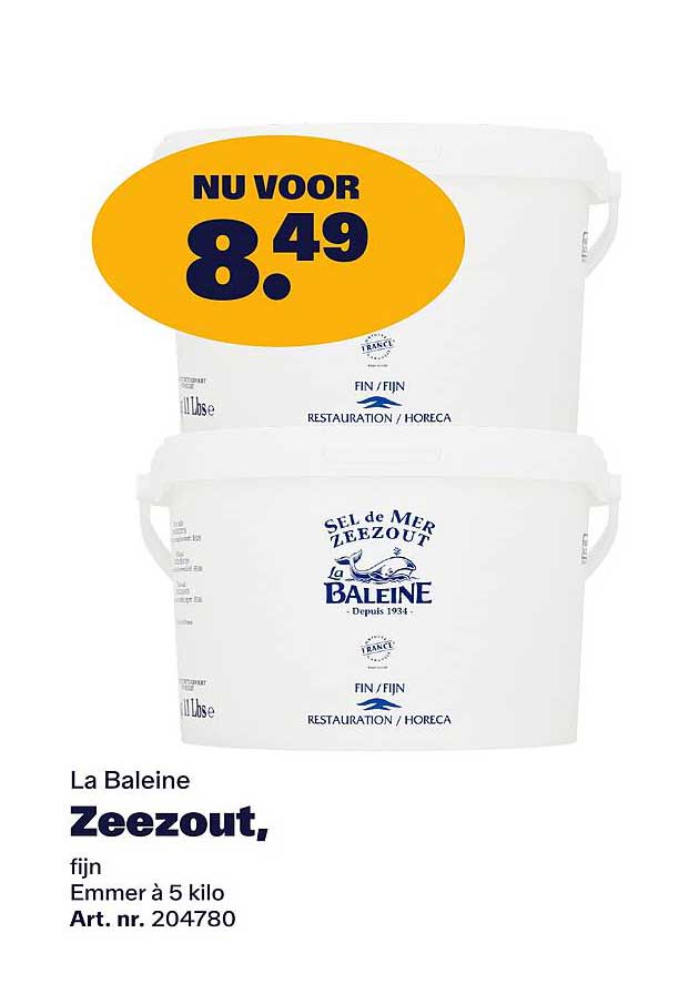 La Baleine Zeezout, fijn Emmer à 5 kilo