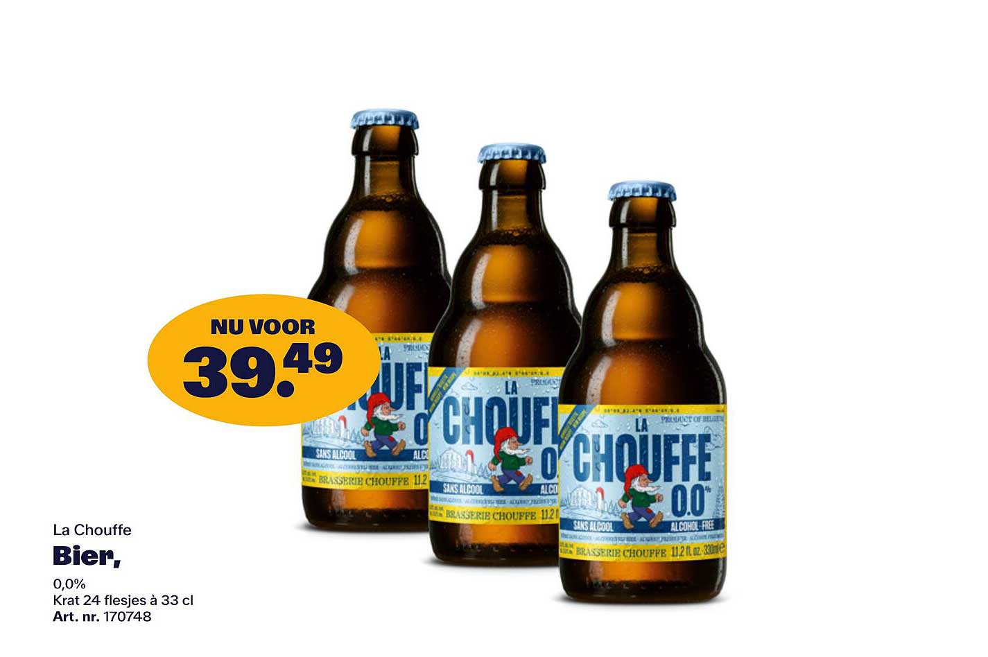 La Chouffe Bier, 0,0% Krat 24 flesjes à 33 cl