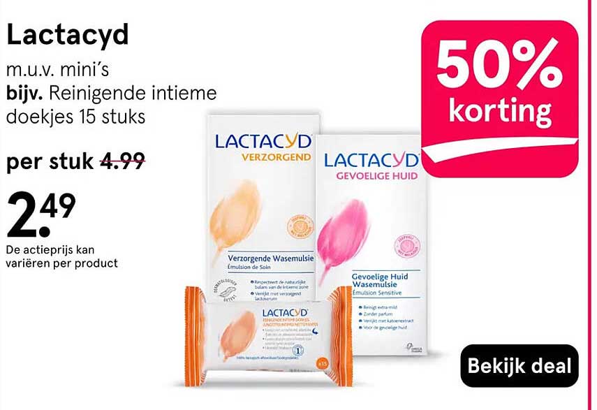 Lactacyd m.u.v. mini’s bijv. Reinigende intieme doekjes 15 stuks