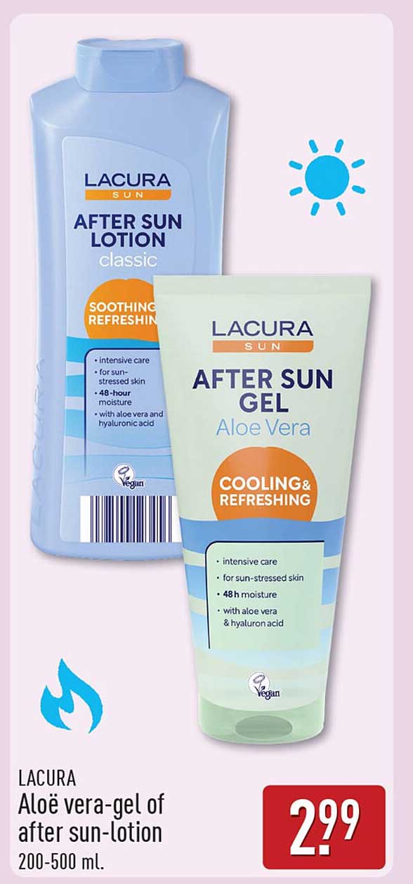 LACURA Aloë vera-gel of after sun-lotion 200-500 ml.