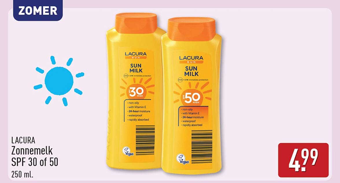 LACURA Zonnemelk SPF 30 of 50 250 ml.