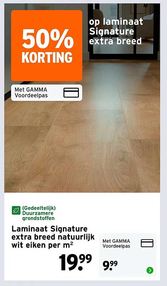 Laminaat Signature extra breed natuurlijk wit eiken per m² 50% KORTING