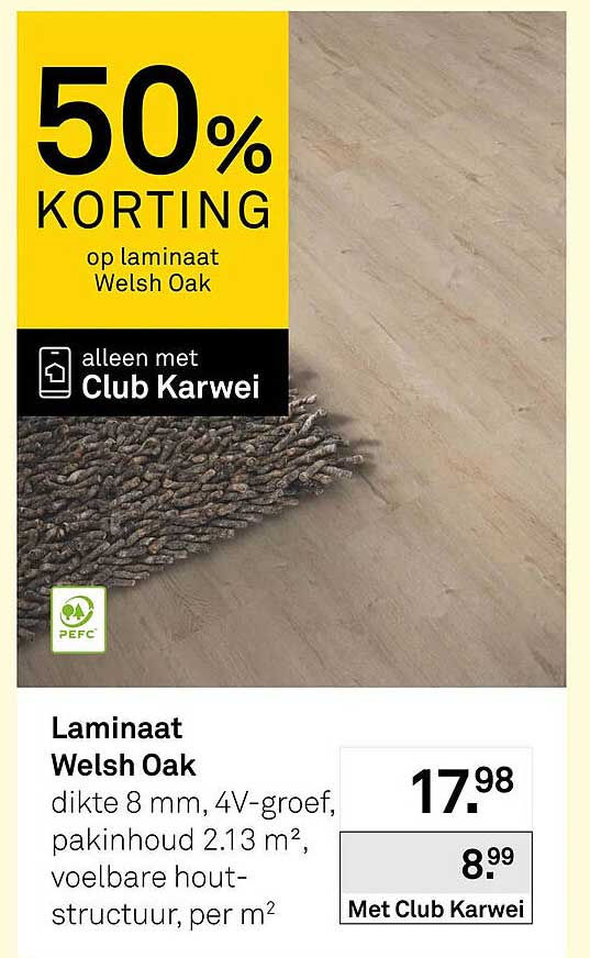 Laminaat Welsh Oak 50% korting op laminaat Welsh Oak alleen met Club Karwei