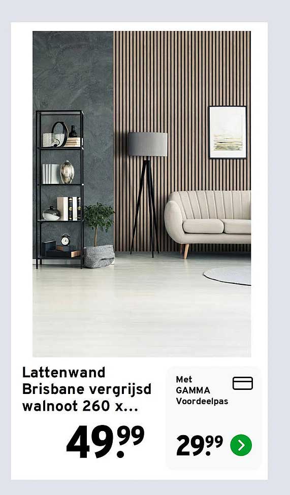 Lattenwand Brisbane vergrijsd walnoot 260 x...