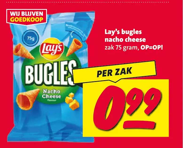 Lay's bugles nacho cheese zak 75 gram, OP=OP!