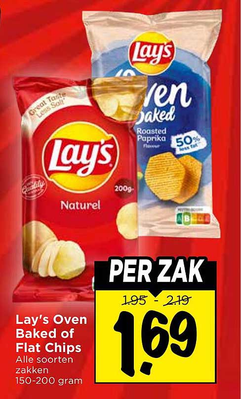 Lay's Oven Baked of Flat Chips Alle soorten zakken 150-200 gram