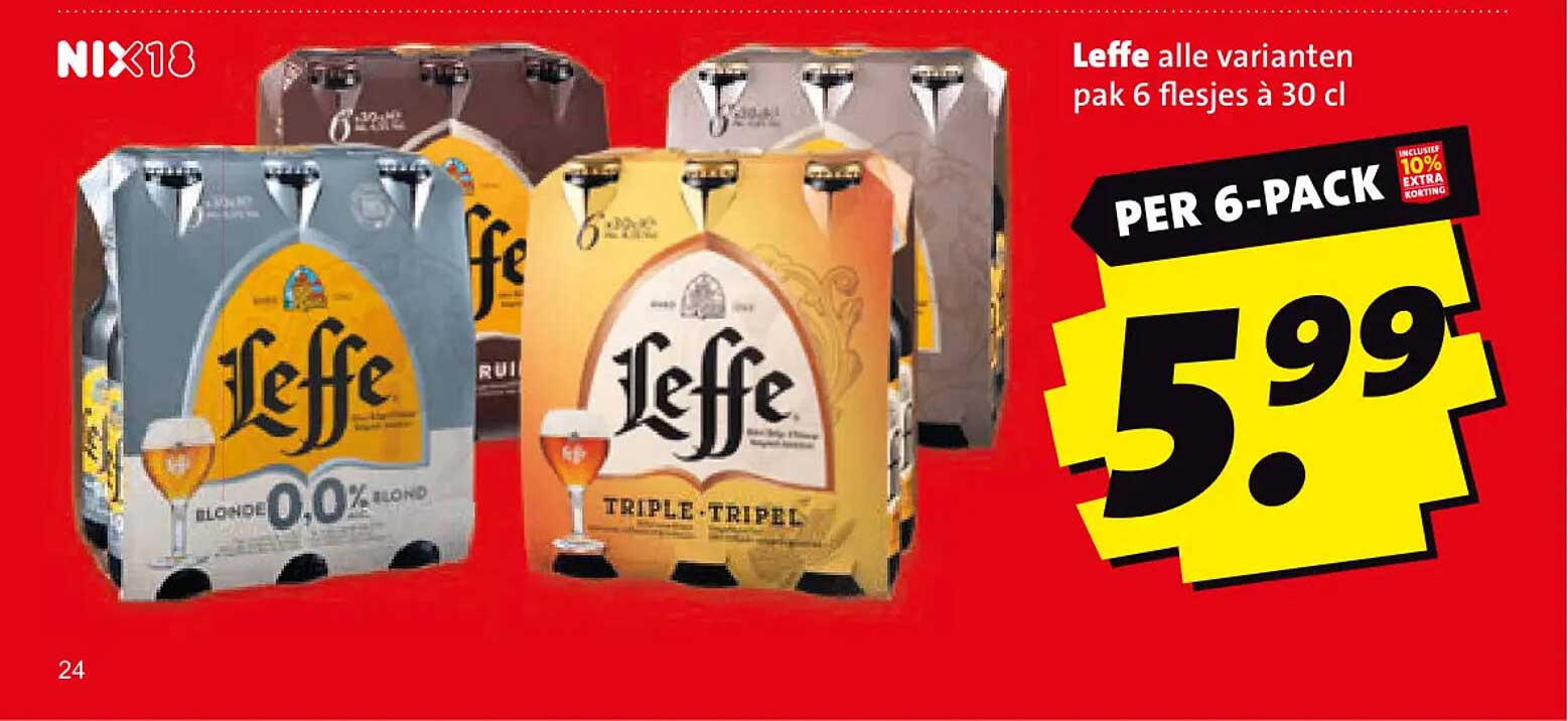 Leffe alle varianten pak 6 flesjes à 30 cl PER 6-PACK