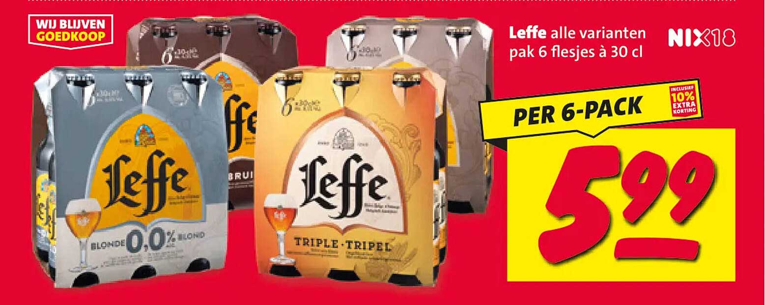 Leffe alle varianten pak 6 flesjes à 30 cl PER 6-PACK