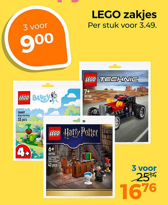 LEGO zakjes 3 voor 9.00